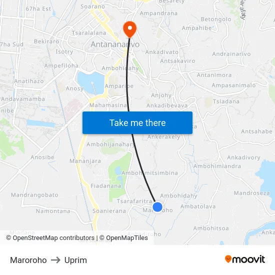 Maroroho to Uprim map