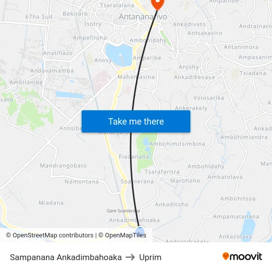 Sampanana Ankadimbahoaka to Uprim map