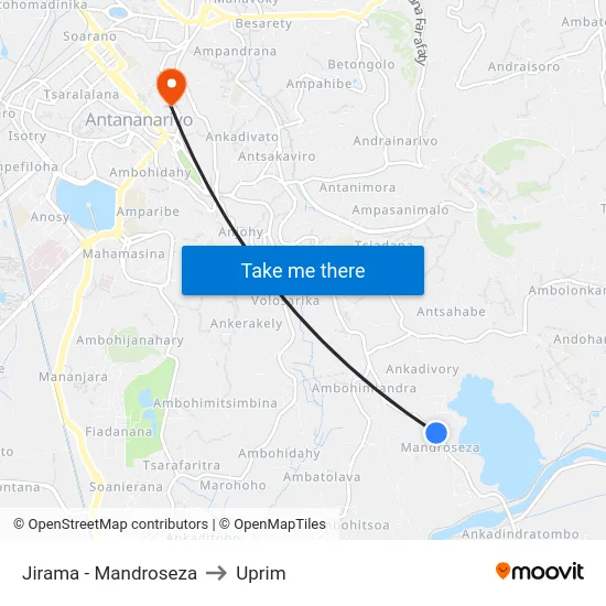 Jirama - Mandroseza to Uprim map
