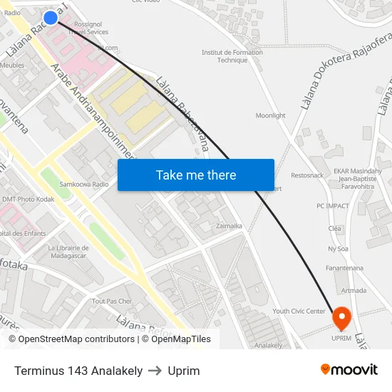 Terminus 143 Analakely to Uprim map