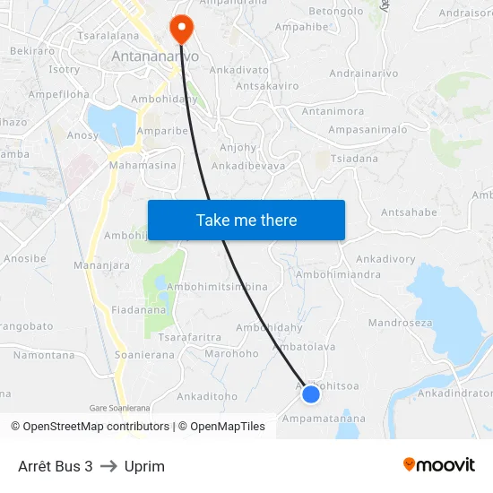 Arrêt Bus 3 to Uprim map