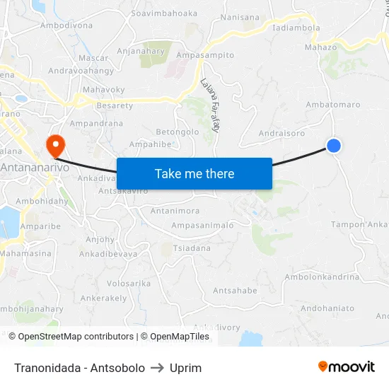 Tranonidada - Antsobolo to Uprim map