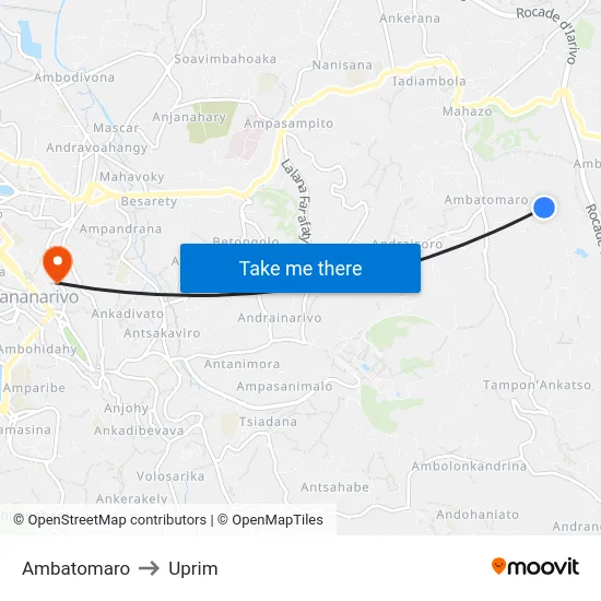 Ambatomaro to Uprim map