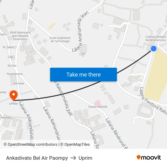 Ankadivato Bel Air Paompy to Uprim map