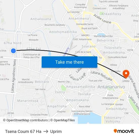 Tsena Coum 67 Ha to Uprim map