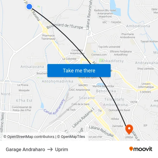 Garage Andraharo to Uprim map