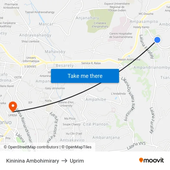 Kininina Ambohimirary to Uprim map