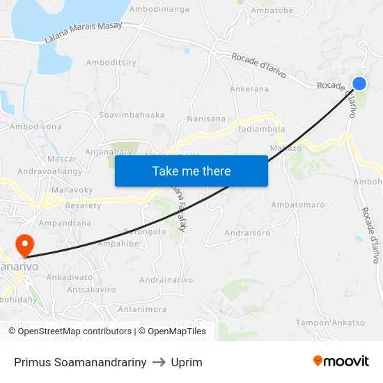 Primus Soamanandrariny to Uprim map