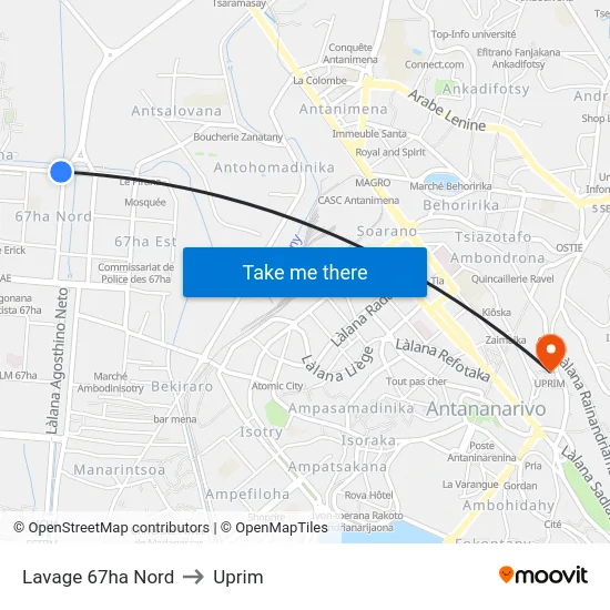 Lavage 67ha Nord to Uprim map
