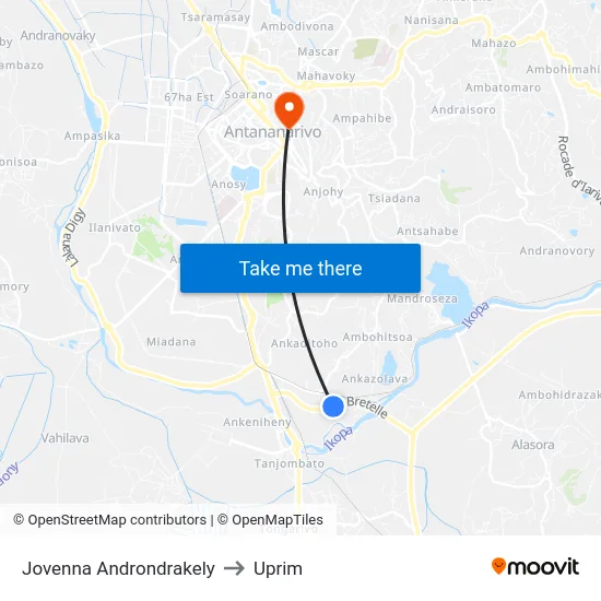 Jovenna Androndrakely to Uprim map