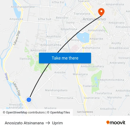 Anosizato Atsinanana to Uprim map