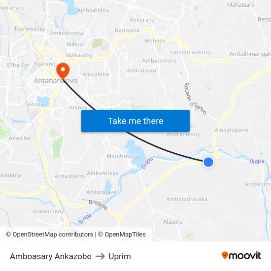 Amboasary Ankazobe to Uprim map