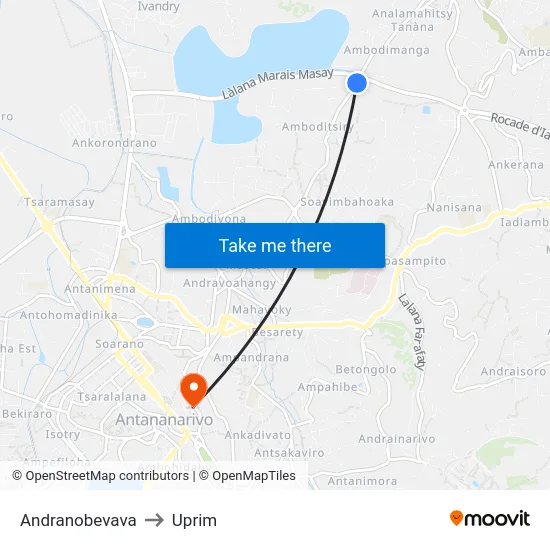 Andranobevava to Uprim map