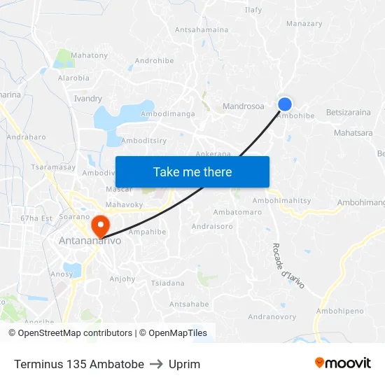Terminus 135 Ambatobe to Uprim map