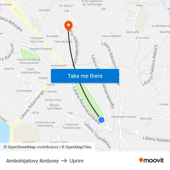 Ambohijatovy Ambony to Uprim map