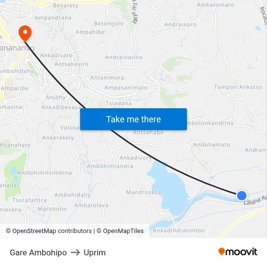 Gare Ambohipo to Uprim map