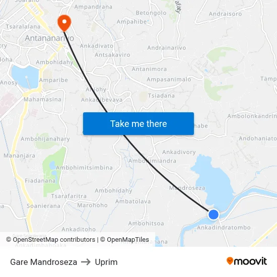 Gare Mandroseza to Uprim map