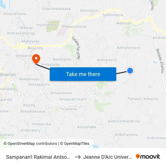 Sampanan'I Rakimal Antsobolo to Jeanne D'Arc University map