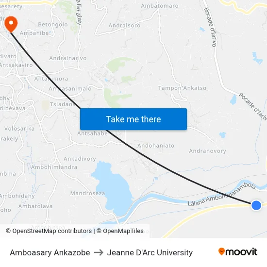 Amboasary Ankazobe to Jeanne D'Arc University map