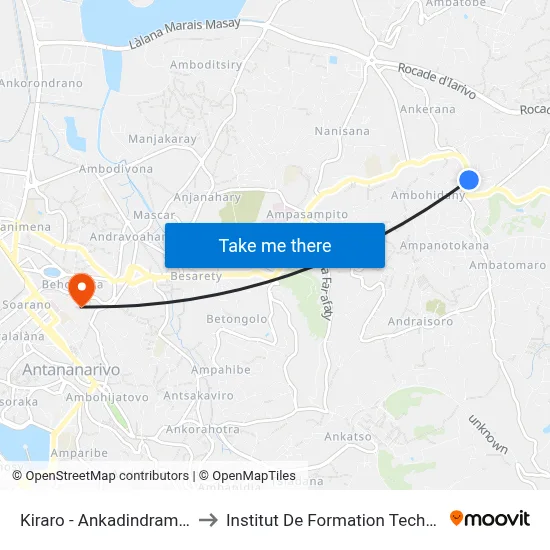 Kiraro - Ankadindramamy to Institut De Formation Technique map