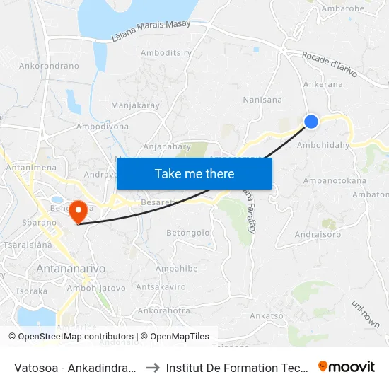 Vatosoa - Ankadindramamy to Institut De Formation Technique map