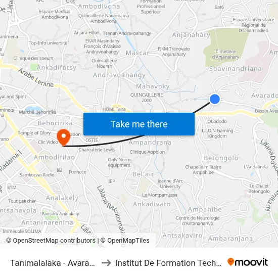 Tanimalalaka - Avaradoha to Institut De Formation Technique map