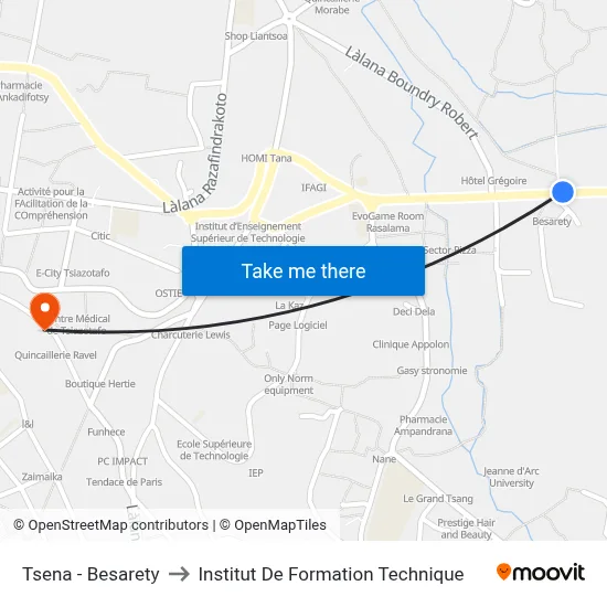 Tsena - Besarety to Institut De Formation Technique map