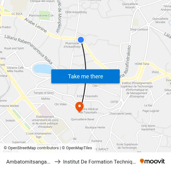 Ambatomitsangana to Institut De Formation Technique map