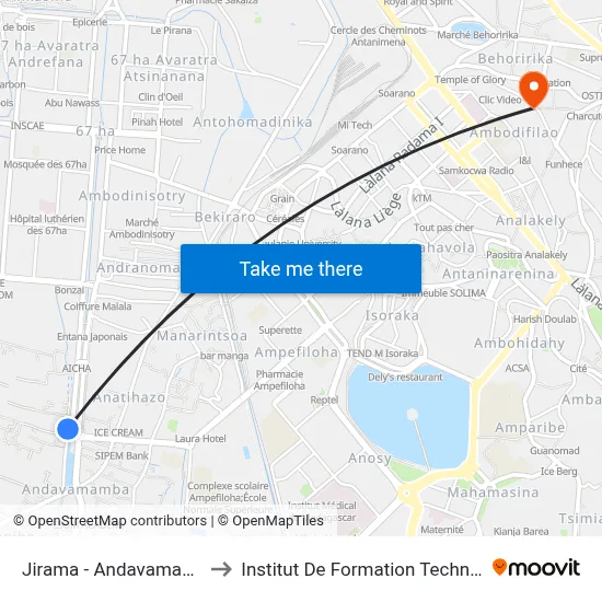 Jirama - Andavamamba to Institut De Formation Technique map