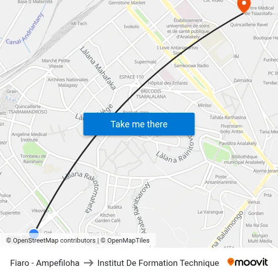 Fiaro - Ampefiloha to Institut De Formation Technique map