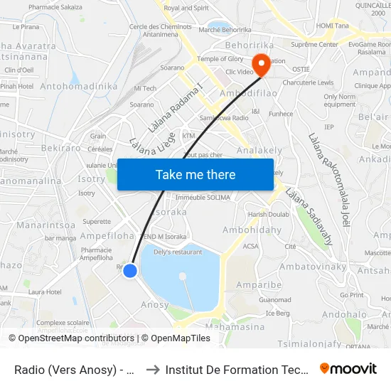 Radio (Vers Anosy) - Anosy to Institut De Formation Technique map