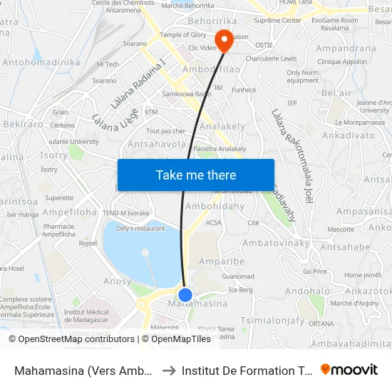 Mahamasina (Vers Ambohijatovo) to Institut De Formation Technique map