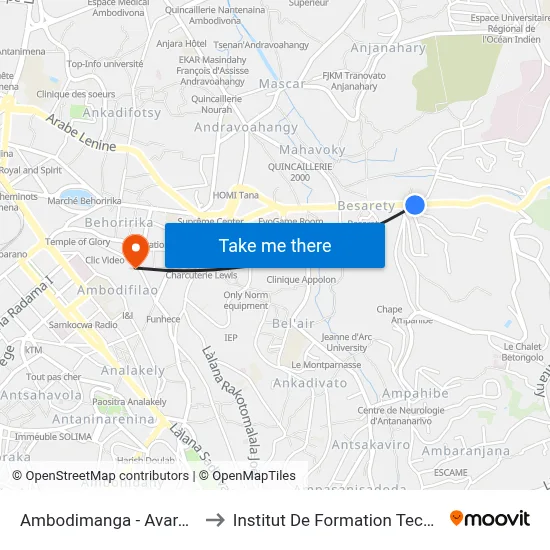 Ambodimanga - Avaradoha to Institut De Formation Technique map