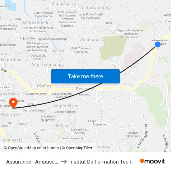 Assurance - Ampasapito to Institut De Formation Technique map
