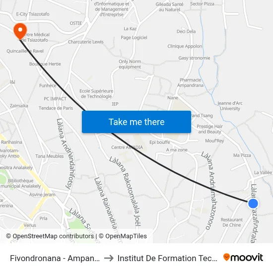 Fivondronana - Ampandrana to Institut De Formation Technique map