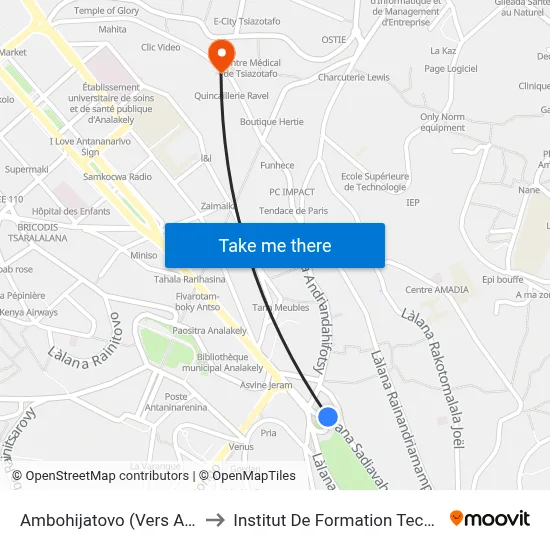 Ambohijatovo (Vers Anosy) to Institut De Formation Technique map