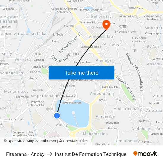 Fitsarana - Anosy to Institut De Formation Technique map
