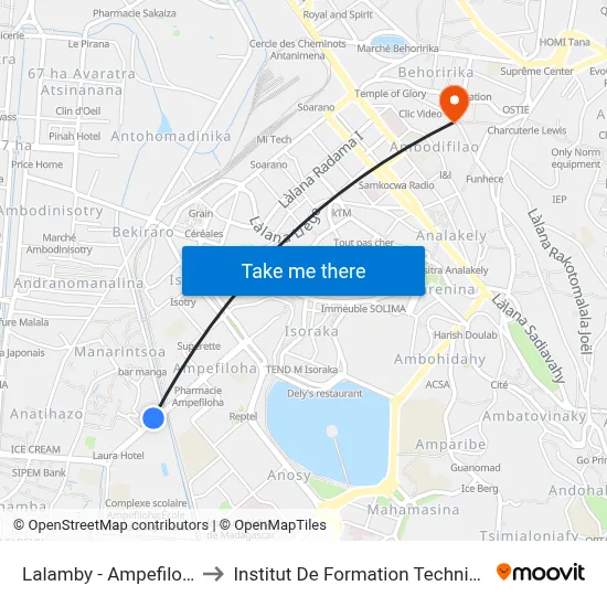 Lalamby - Ampefiloha to Institut De Formation Technique map