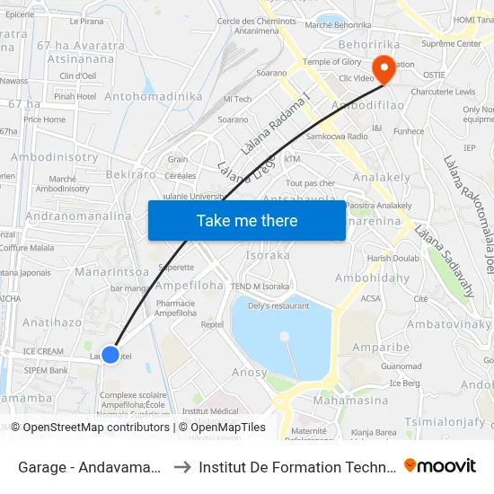 Garage - Andavamamba to Institut De Formation Technique map