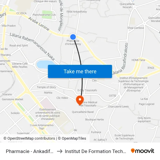 Pharmacie - Ankadifotsy to Institut De Formation Technique map