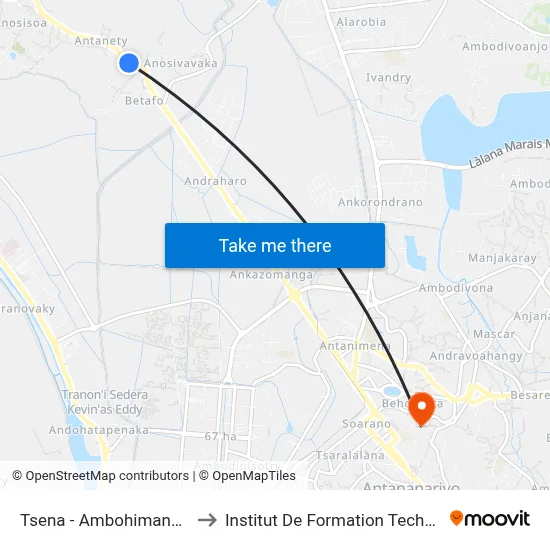 Tsena - Ambohimanarina to Institut De Formation Technique map