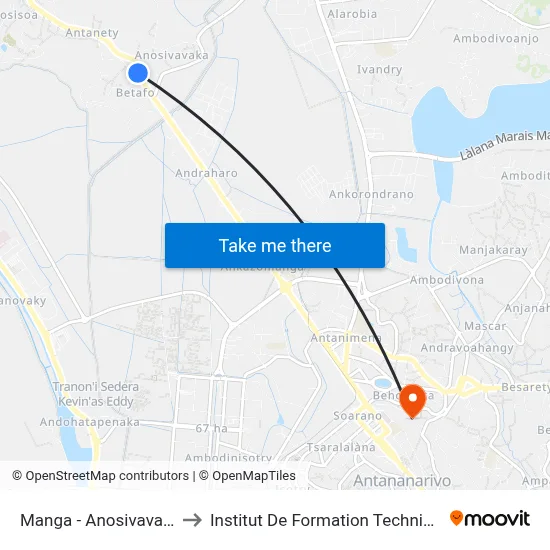 Manga - Anosivavaka to Institut De Formation Technique map