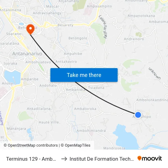 Terminus 129 - Ambohipo to Institut De Formation Technique map