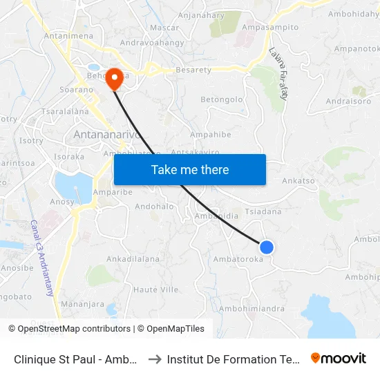 Clinique St Paul - Ambatoroka to Institut De Formation Technique map