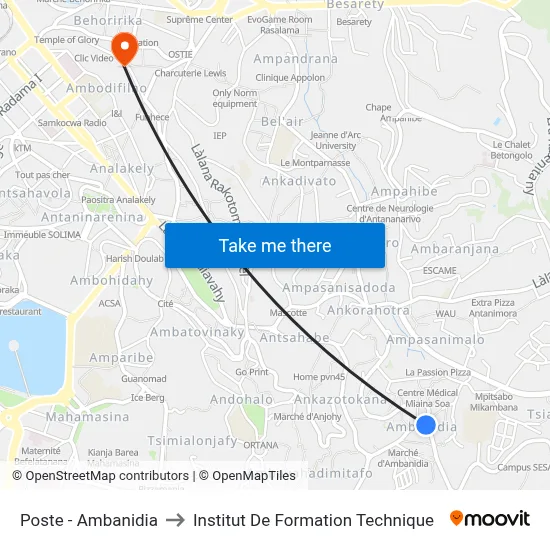Poste - Ambanidia to Institut De Formation Technique map