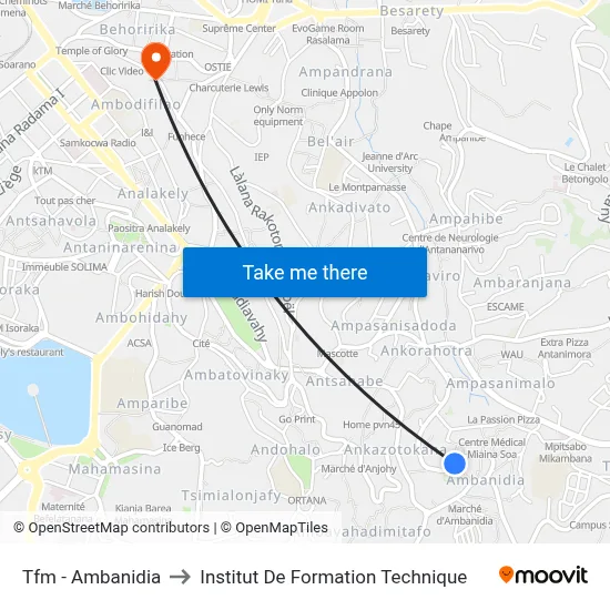 Tfm - Ambanidia to Institut De Formation Technique map