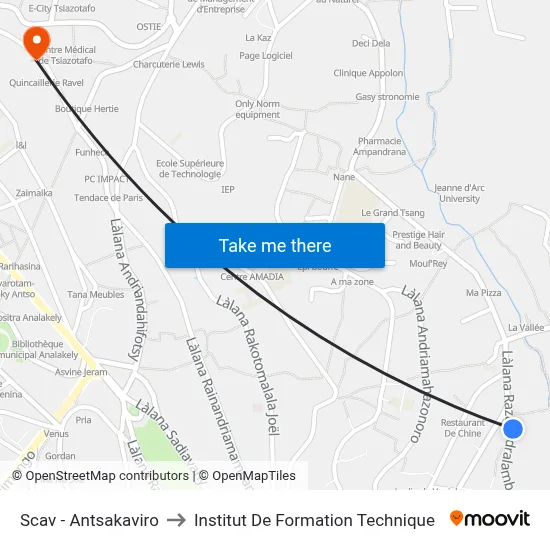Scav - Antsakaviro to Institut De Formation Technique map