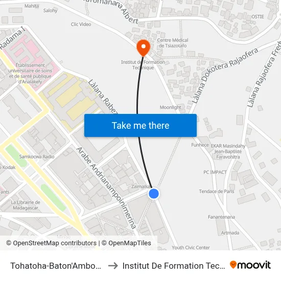 Tohatoha-Baton'Ambondrona to Institut De Formation Technique map