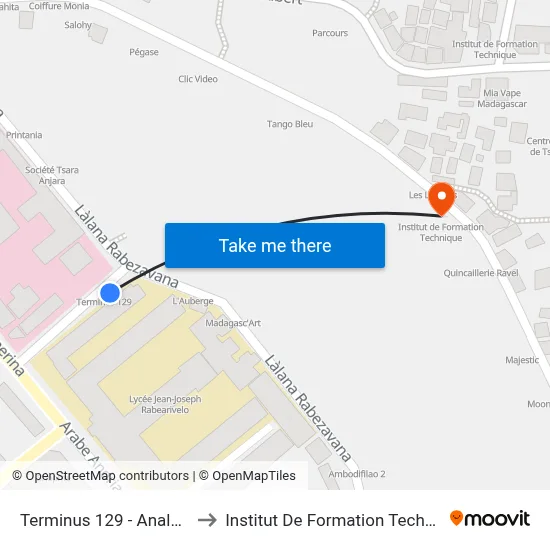 Terminus 129 - Analakely to Institut De Formation Technique map