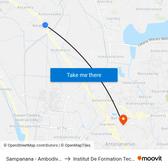 Sampanana - Ambodivorikely to Institut De Formation Technique map